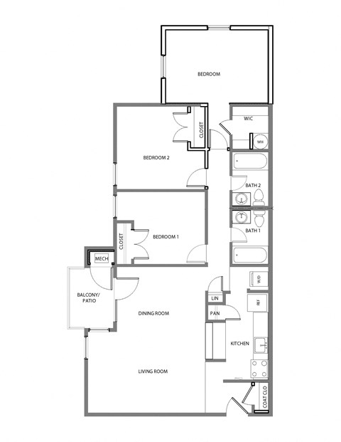 a floor plan of a 1 bedroom floor plan